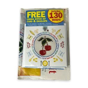 1997 Cherry Cross Stitch Kit Card & Envelope 130 Beads Needlecraft Lot of 3 Kits